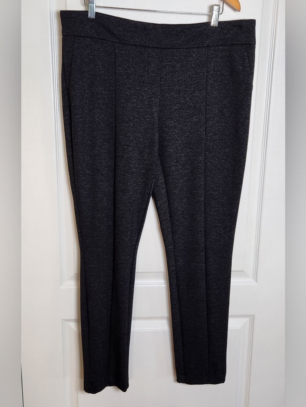 Hilary Radley Womens XL Pintuck Pull On Pants D3455A-1612 Black Heather